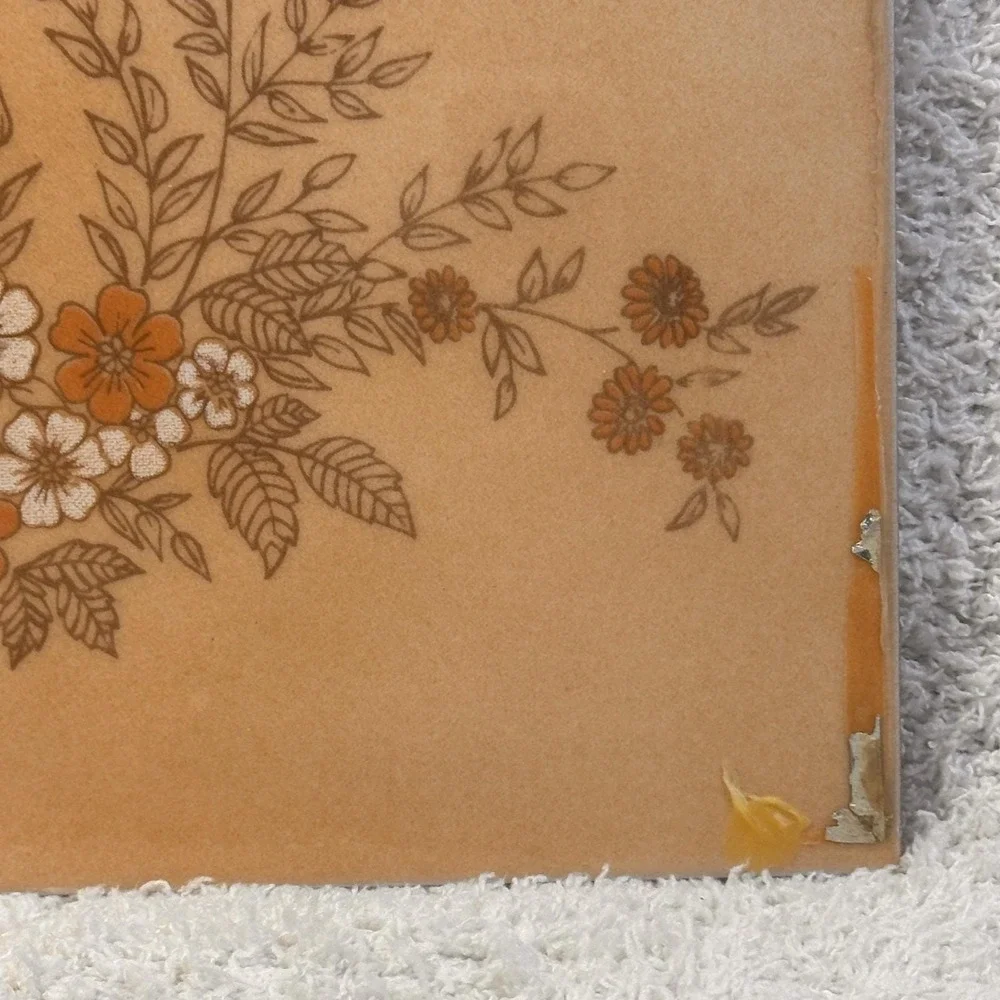 Vintage Tile 6x6‎ Beige with Orange and White Flowers Made in Italy